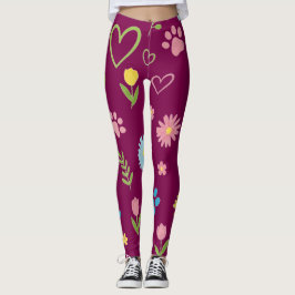 Leggings Leyendas de impresión de trazo floral
