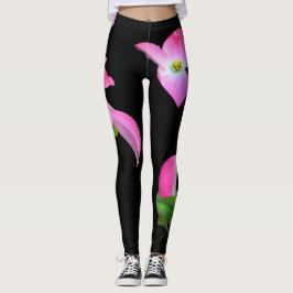 Leggings Leyendas de impresión floral de dogwood rosa