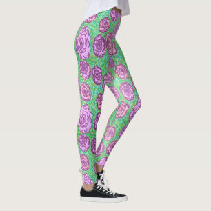 Leggings Leyendas de impresión floral de jardín de Rosa pre