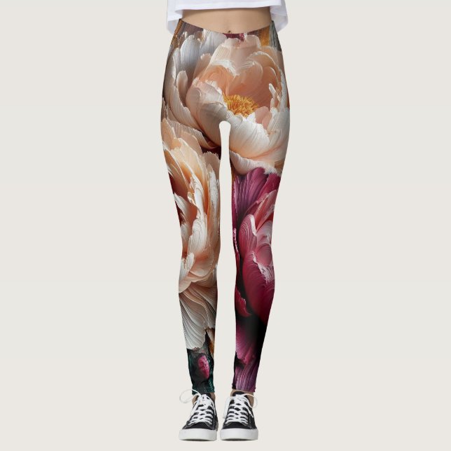 Leggings Leyendas de impresión floral para Rosas peones (Anverso)