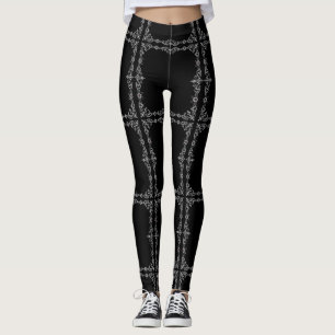 Leggings Leyendas de impresión únicas en negro y plateado