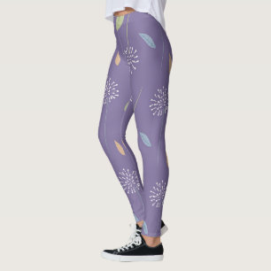 Leggings Leyendas de impresión violeta sin inconvenientes
