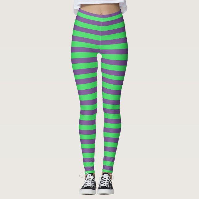 Leggings Leyendas de la banda verde púrpura de Halloween (Anverso)