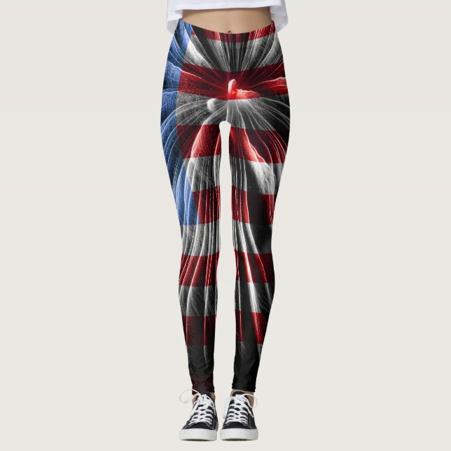 Leggings Leyendas de la bandera de fuegos artificiales (Anverso)