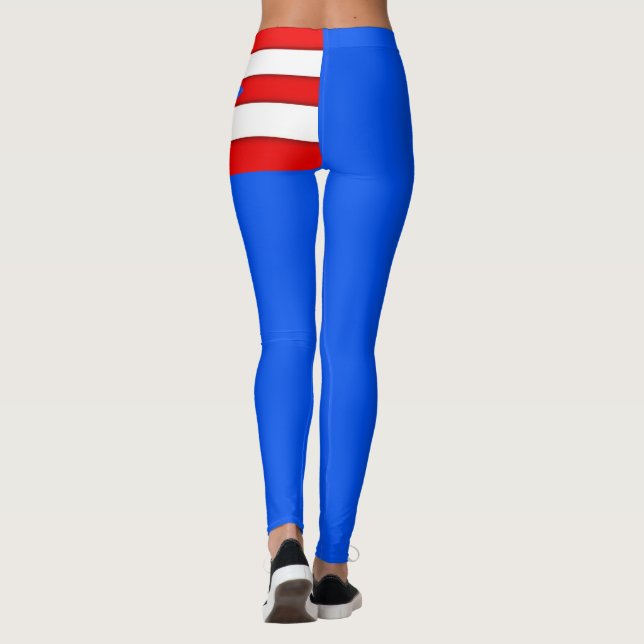 Leggings Leyendas de la bandera de Puerto Rico Azul blanco  (Reverso)
