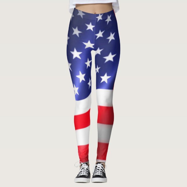 Leggings Leyendas de la bandera estadounidense de color roj (Anverso)
