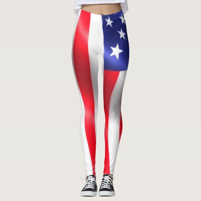 Leggings Leyendas de la bandera estadounidense de color roj (Anverso)