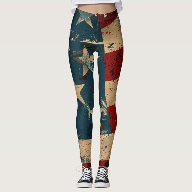 Leggings Leyendas de la bandera norteamericana vintage (Anverso)