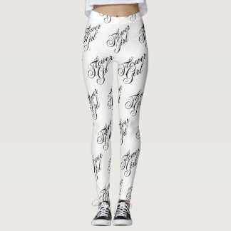 Leggings Leyendas de la chica de la flor - Negro sobre blan