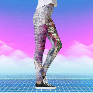 Leggings Leyendas de la flor rosa roja de la efemera