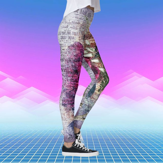 Leggings Leyendas de la flor rosa roja de la efemera (Subido por el creador)