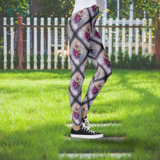 Leggings Leyendas de la flor rosa roja de la efemera (Subido por el creador)