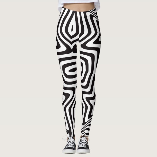 Leggings Leyendas de la ilusión de estrellas negras y blanc (Anverso)