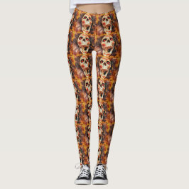 Leggings Leyendas de la impresión de Halloween en cráneo
