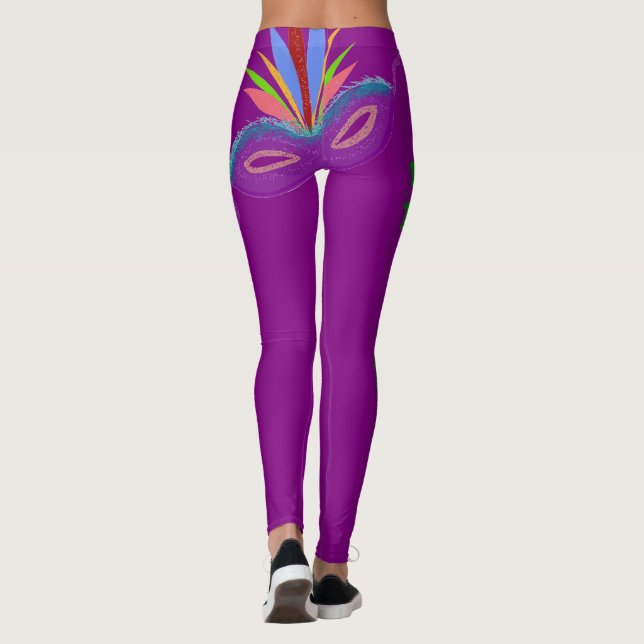 Leggings Leyendas de la máscara púrpura Mardi Gras (Reverso)