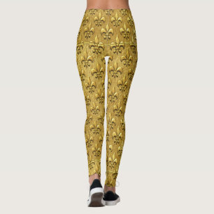 Leggings Leyendas de la moda pop de la flor del oro de Lis