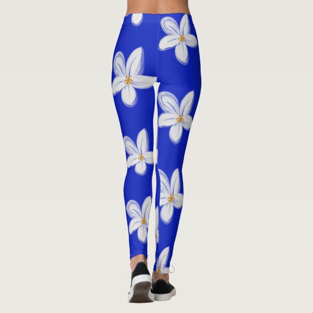 Leggings Leyendas de la orquídea azul de pizarra oscura (Reverso)