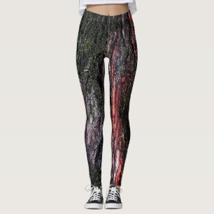 Leggings Leyendas de ladrido de madera de pino negro rojo