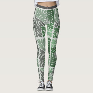 Leggings Leyendas de las mujeres con papel botánico verde y