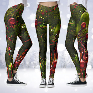 Leggings Leyendas de los Navidades de oro y rojo del árbol 