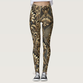 Leggings Leyendas de lujo barrocas de color negro y oro