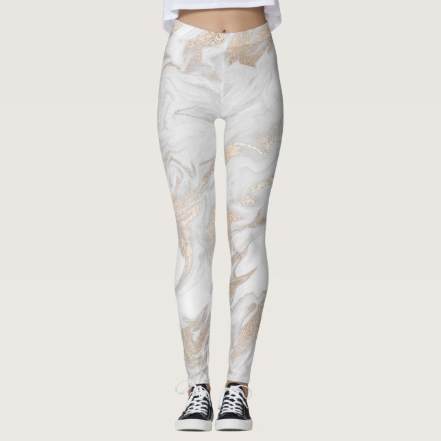 Leggings Leyendas de mármol blanco y dorado (Anverso)