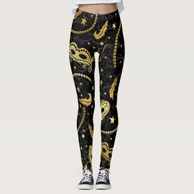 Leggings Leyendas de moda pop de la mascarada de Mardi Gras (Anverso)