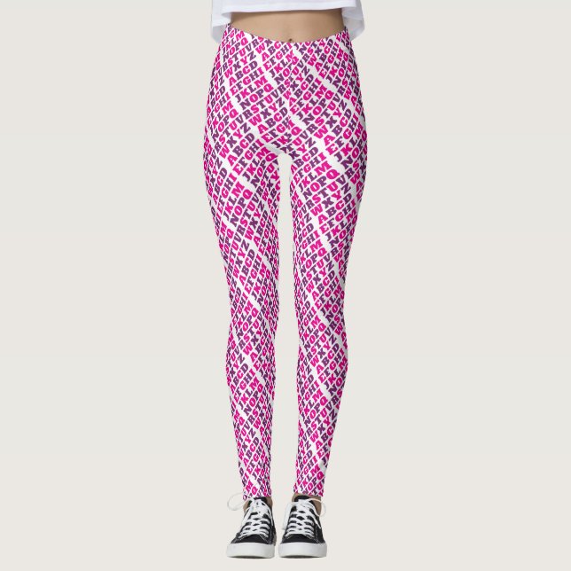 Leggings Leyendas de motivos rosados púrpura (Anverso)