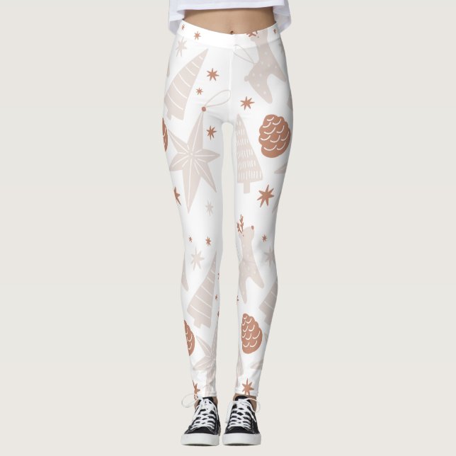 Leggings Leyendas de Navidades blancos marrones con marca p (Anverso)