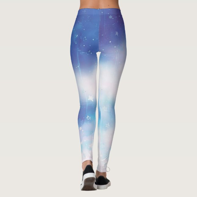 Leggings Leyendas de nebulosa azul celestial (Reverso)