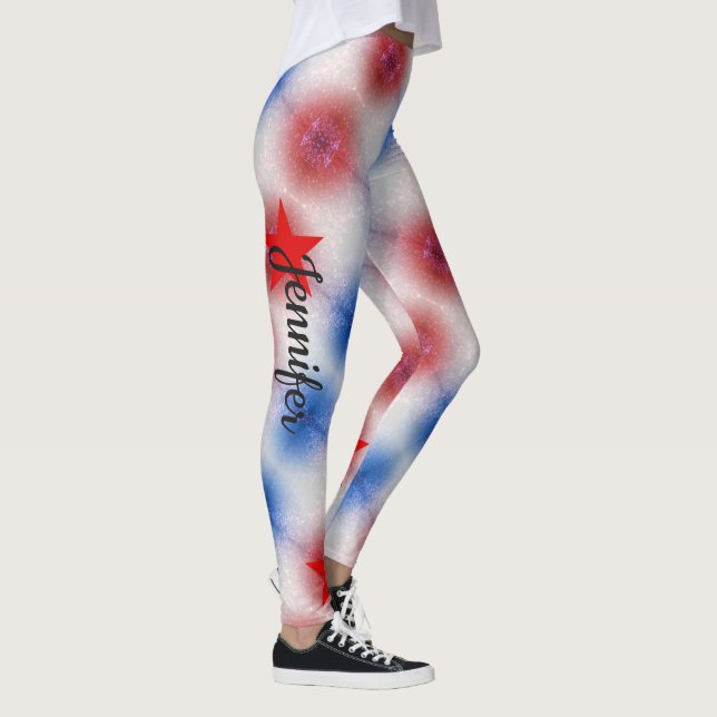 Leggings Leyendas de nombre personalizado azul blanco rojo  (Derecha)