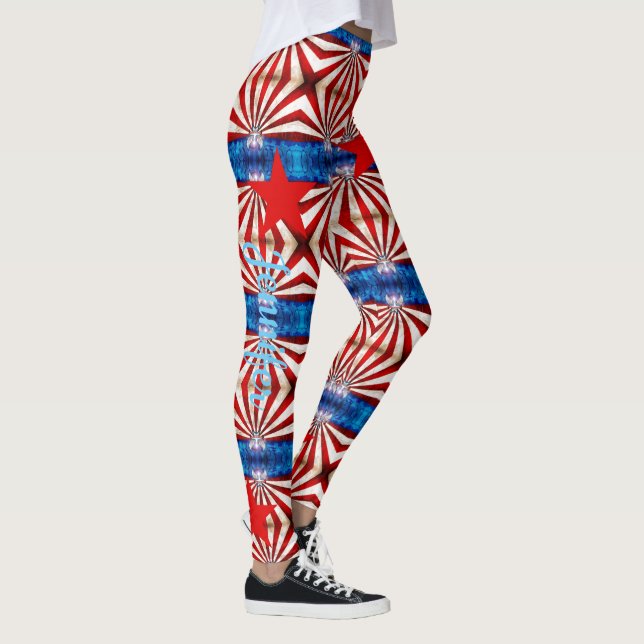 Leggings Leyendas de nombre personalizado azul blanco rojo  (Derecha)