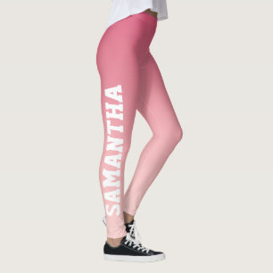 Leggings Leyendas de nombres personalizados de color rosa a