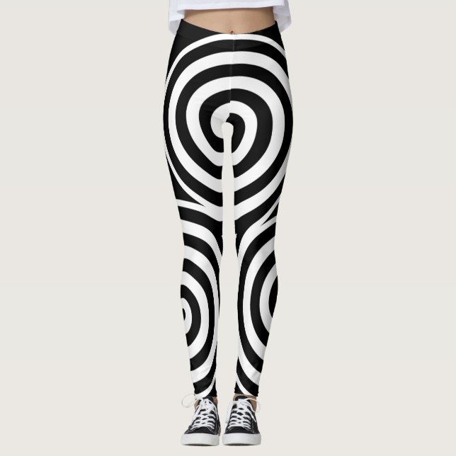 Leggings Leyendas de nombres personalizados en espiral negr (Anverso)