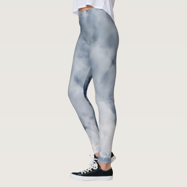 Leggings Leyendas de nubes azules y blancas con nombre (Izquierda)