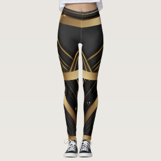 Leggings Leyendas de oro y negro geométrico moderno atlétic
