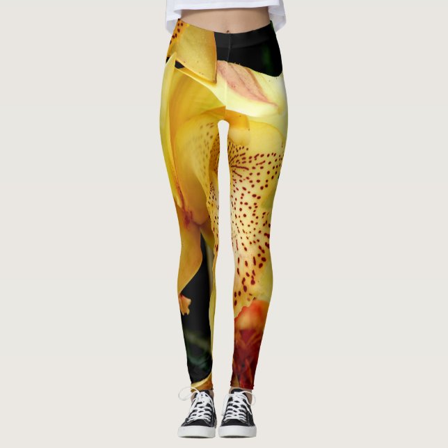 Leggings Leyendas de orquídeas amarillas pálidas (Anverso)