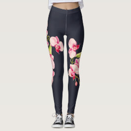 Leggings Leyendas de orquídeas rosadas vividas de medianoch
