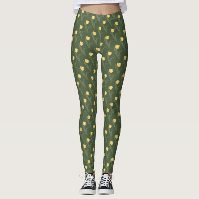 Leggings Leyendas de Pascua Pascua Tulipanes Flores de arte (Anverso)