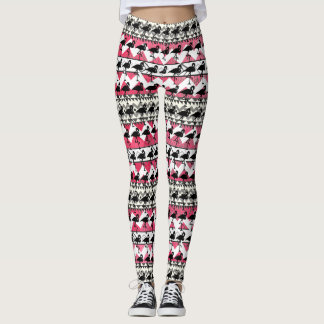Leggings Leyendas de patrón azteca Flamingo rosa y negro