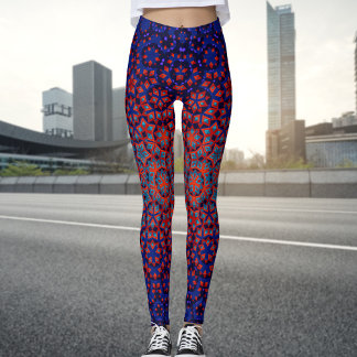 Leggings Leyendas De Patrón Azul Y Rojo Negrita