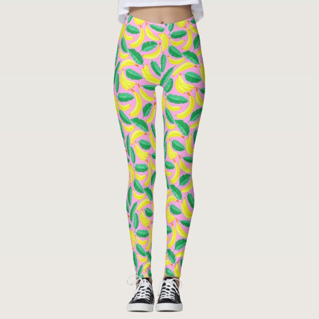 Leggings Leyendas de patrón bananero lindo (Anverso)