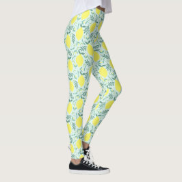 Leggings Leyendas de patrón botánico limón