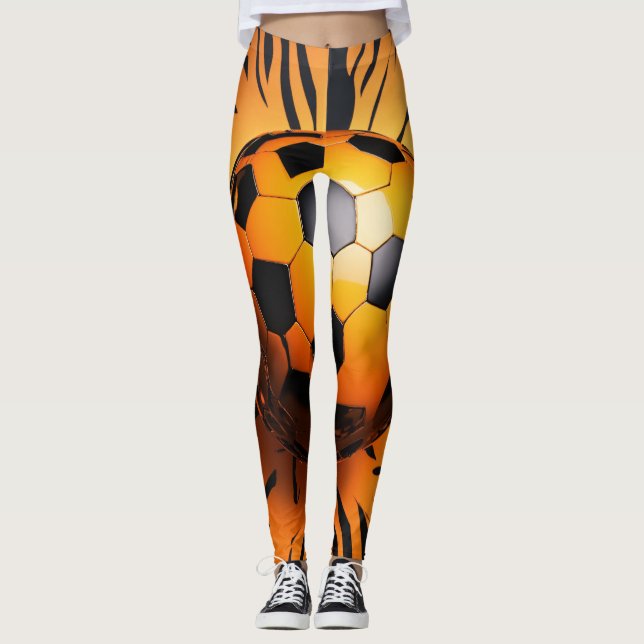 Leggings Leyendas de patrón de bola Naranja 3D (Anverso)