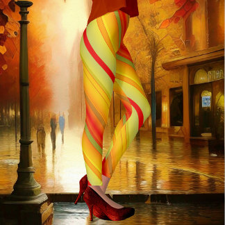 Leggings Leyendas de patrón de diseño a rayas multicolor