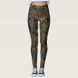 Leggings Leyendas de patrón de hojas doradas