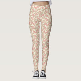Leggings Leyendas de patrón de paisley de ladrillo crema