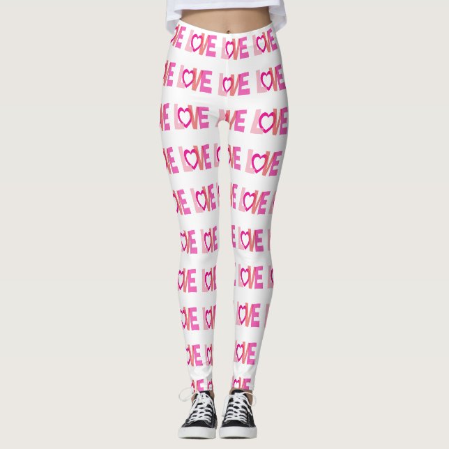 Leggings Leyendas de patrón de palabras de amor de tema ros (Anverso)