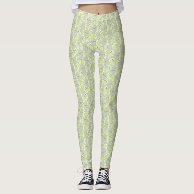 Leggings Leyendas de patrón de sauce verde (Anverso)