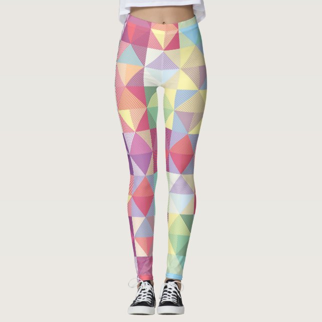 Leggings Leyendas de patrón de triángulos multicolor (Anverso)